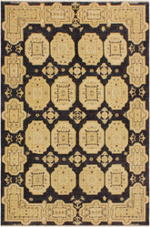 handmade Transitional Kafkaz Blue Tan Hand Knotted RECTANGLE 100% WOOL area rug 5 x 8